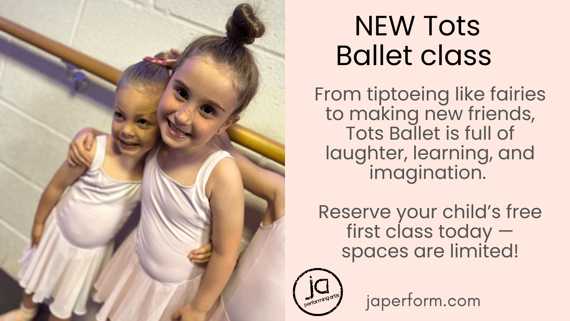 ✨ Brand New Saturday Tots Ballet Class at JA Performing Arts Clacton! ✨